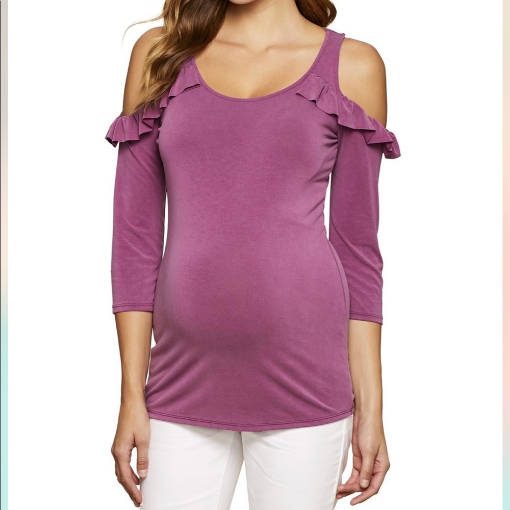 Jessica Simpson Cold Shoulder Maternity Top - Picture 1 of 6